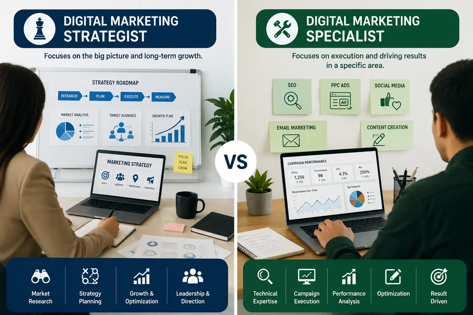 digital marketing strategist vs digital marketing specialist